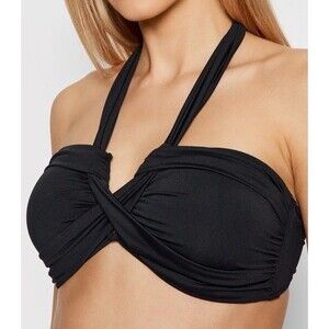 Seafolly L98503 Women’s US 6 Black Halter Bandeau Swim Bikini Top